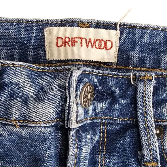 Driftwood Indie Jeans Womens Size 24 Blue Floral Embroidered Crop Bootcut Denim - Picture 6 of 9